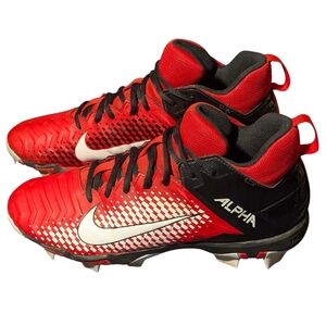 NIKE Men 9.5 ALPHA MENACE 2 SHARK AQ7653-601 Red Football Cleat Sneaker Athletic